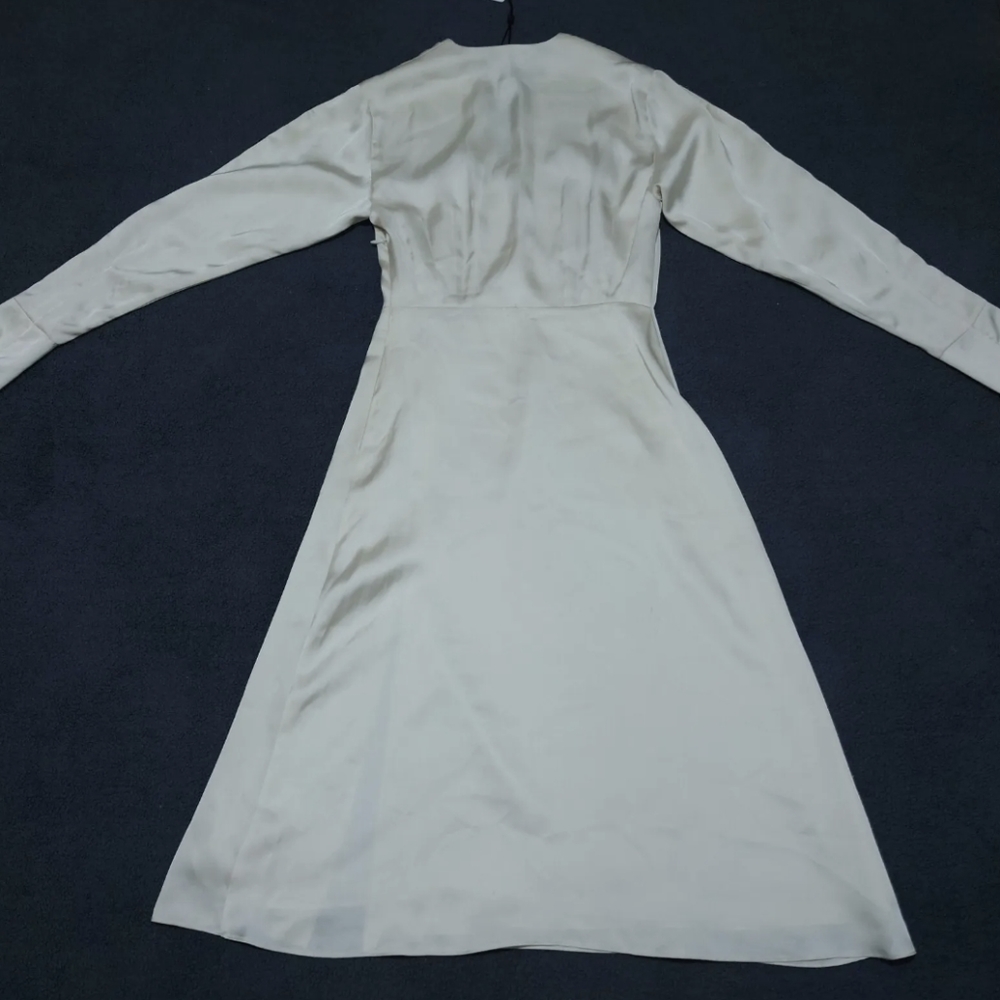 Tommy Hilfiger X Zendaya Wrap Satin Dress Ballgown Midi Long Sleeve Size 4 Cream - Picture 2 of 6